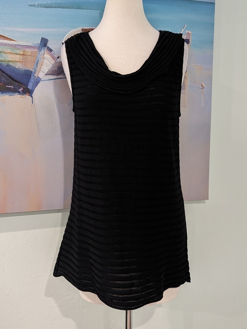 NWT Fenini Sleeveless Black Cowl Neck Women's Top